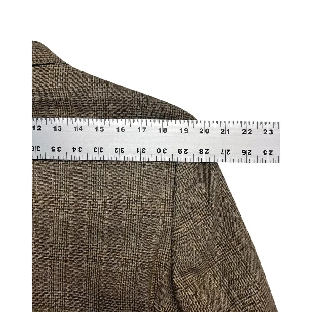 Tommy Hilfiger 40S Tan Glen Plaid Wool Blazer Jacket Sport Suit Coat Lightweight